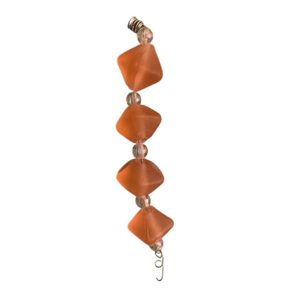 Handmade Frosted Peach Diamond Glass Lampwork Beads - New